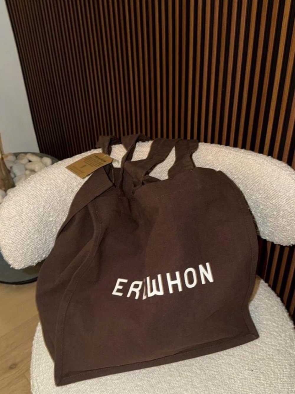 Erwhon Brown Canvas Tote Bag with Logo